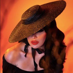 Regular Vintage Sun Hat in Black - Vixen by Micheline Pitt
